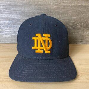 Vintage Notre Dame Fighting Irish Hat Cap Snapback Blue Wool New Era